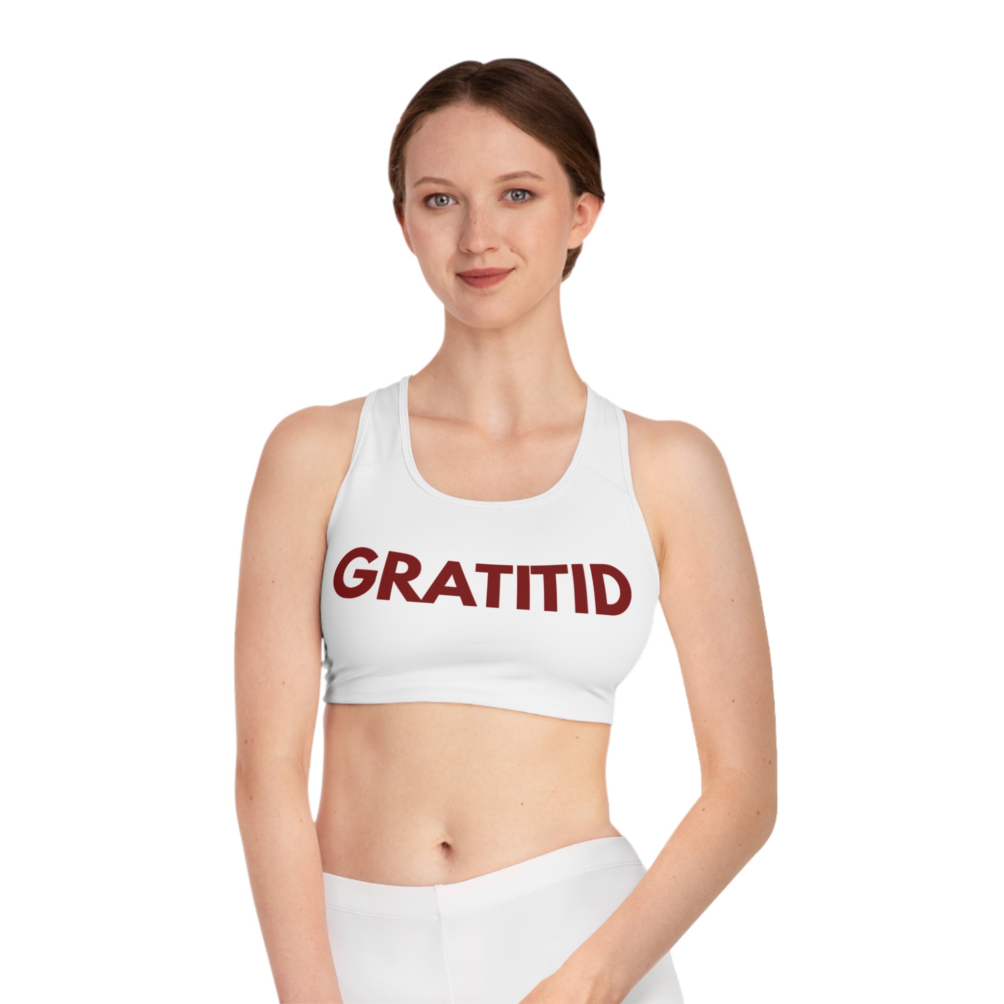 "GRATITD 1012" Sports Bra — Motivational Activewear Crop Design By CHENÈT