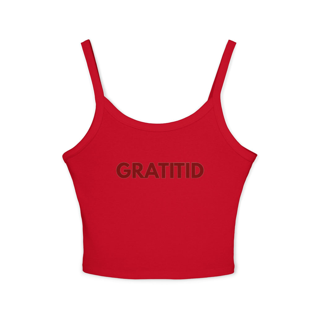 "GRATITID" Women's Spaghetti Strap Tank Top Design by CHENÈT