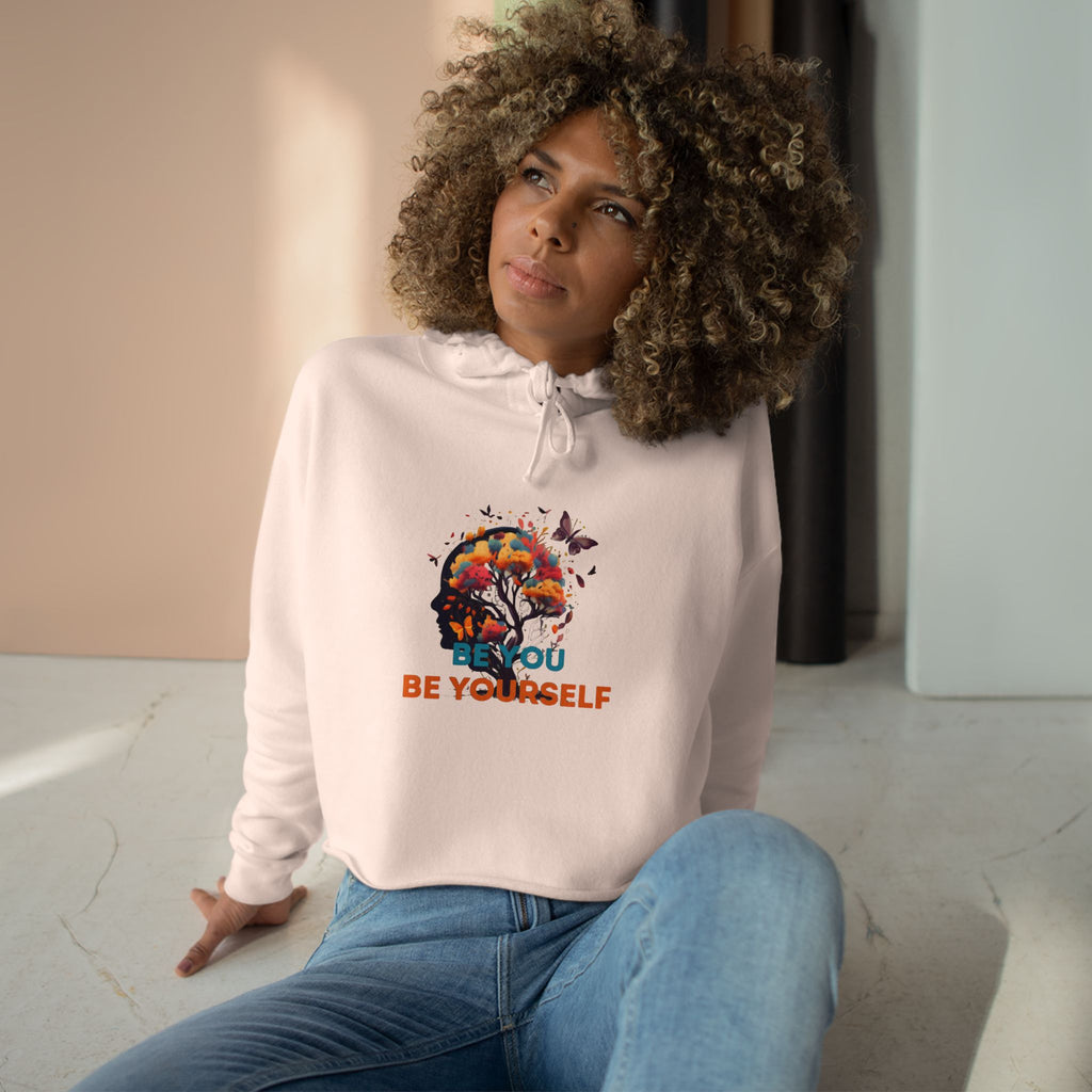 "BY-BY" Crop Hoodie — Floral Skull Graphic Design by CHENÈT