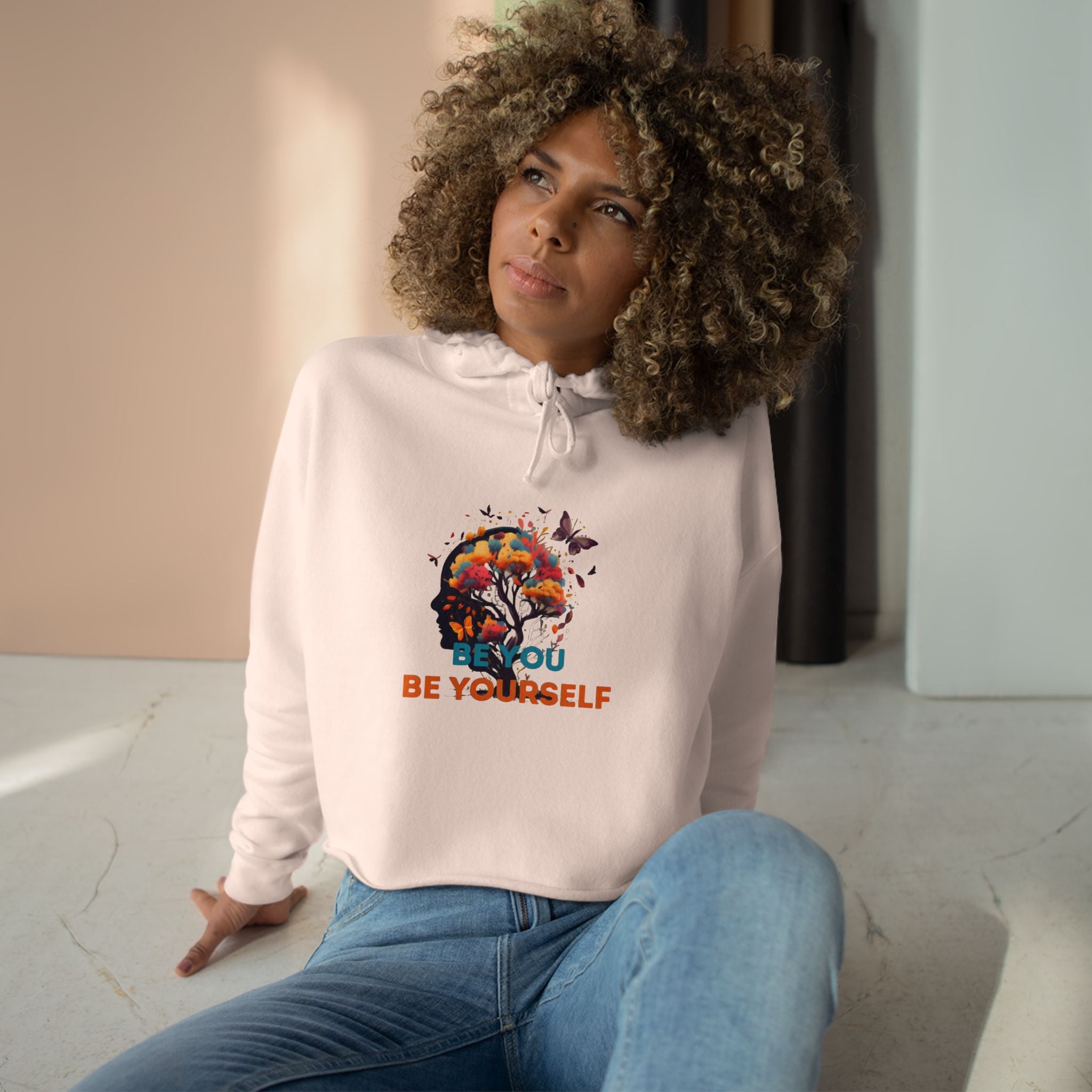 "BY-BY" Crop Hoodie — Floral Skull Graphic Design by CHENÈT