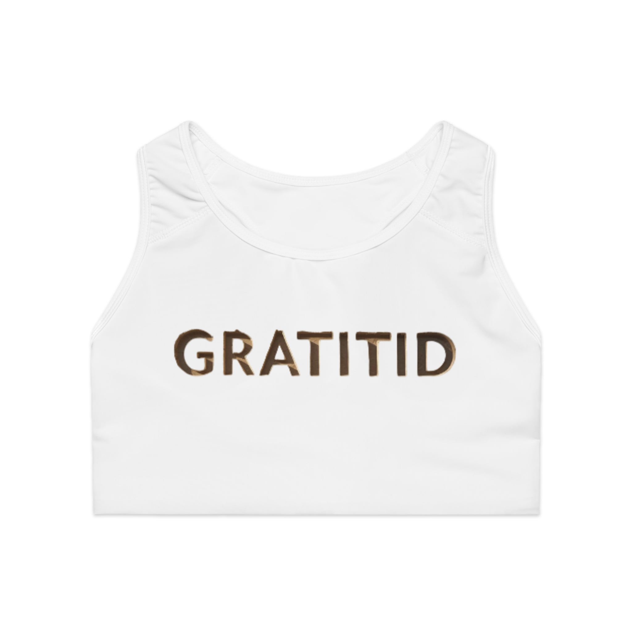 "GRATITID 0895" Sports Bra — Motivational Activewear Crop Design By CHENÈT
